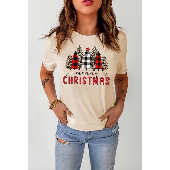 Azura Exchange  Christmas Plaid Leopard Graphic Tee - Picture 1 of 6